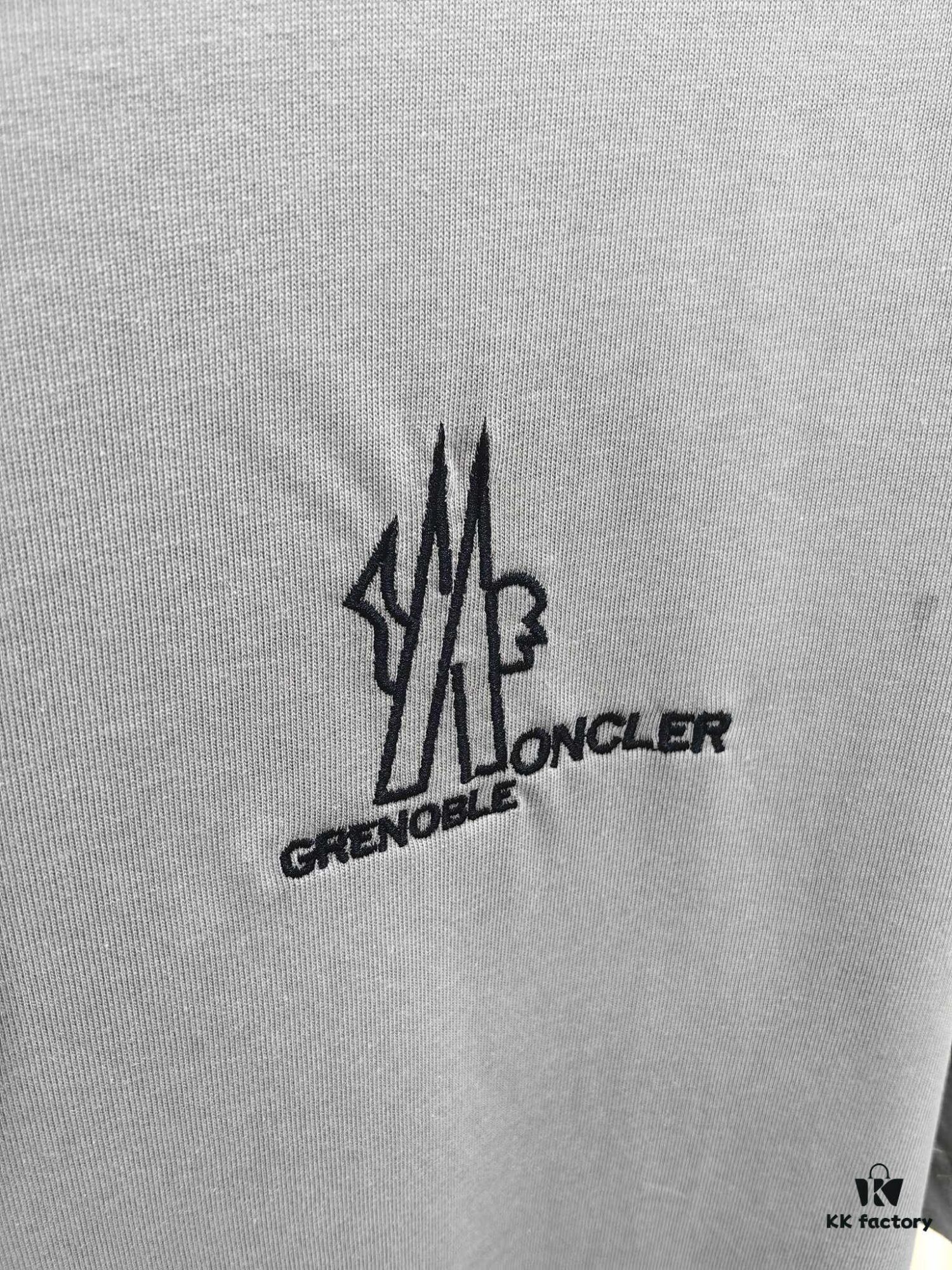 Moncler Embroidered Short Sleeve T-Shirt (Top Quality Version, Different from Standard Stock) Unisex 100% Cotton Heavyweight 300g Double Yarn Tee with 320g Sorona Rib