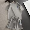 Moncler High-End Custom 2025 Spring/Summer New Casual Washed Set with Elastic Band, Wax-Dyed Textured Breathable Fabric