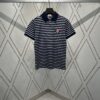 Moncler 25SS New Navy Blue Striped T-Shirt Polo Shirt with Brand Embroidery on Chest, High Version!
