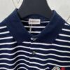 Moncler 25SS New Navy Blue Striped T-Shirt Polo Shirt with Brand Embroidery on Chest, High Version!