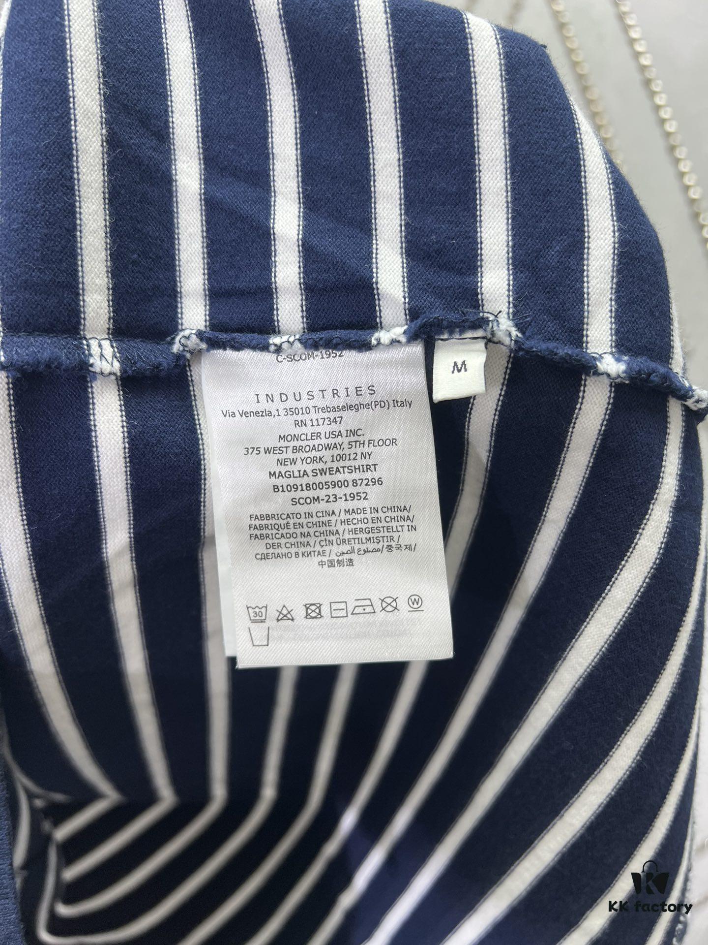 Moncler 25SS New Navy Blue Striped T-Shirt Polo Shirt with Brand Embroidery on Chest, High Version!