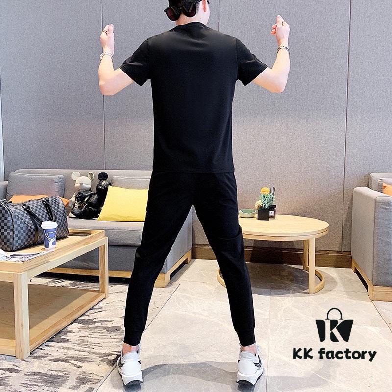 MONCLER Men's High-Quality Double-Mercerized Cotton Summer Suit Set, Imported Premium Fabric, Fashionable and Versatile Design