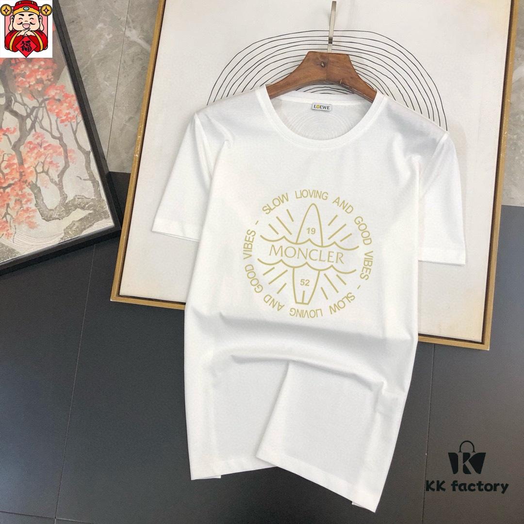 MONCLER Men's Casual Short-Sleeve T-Shirt, 2025 Spring/Summer New Arrival, Premium Logo Design, Imported Silk-Cotton Fabric, Stylish and Versatile