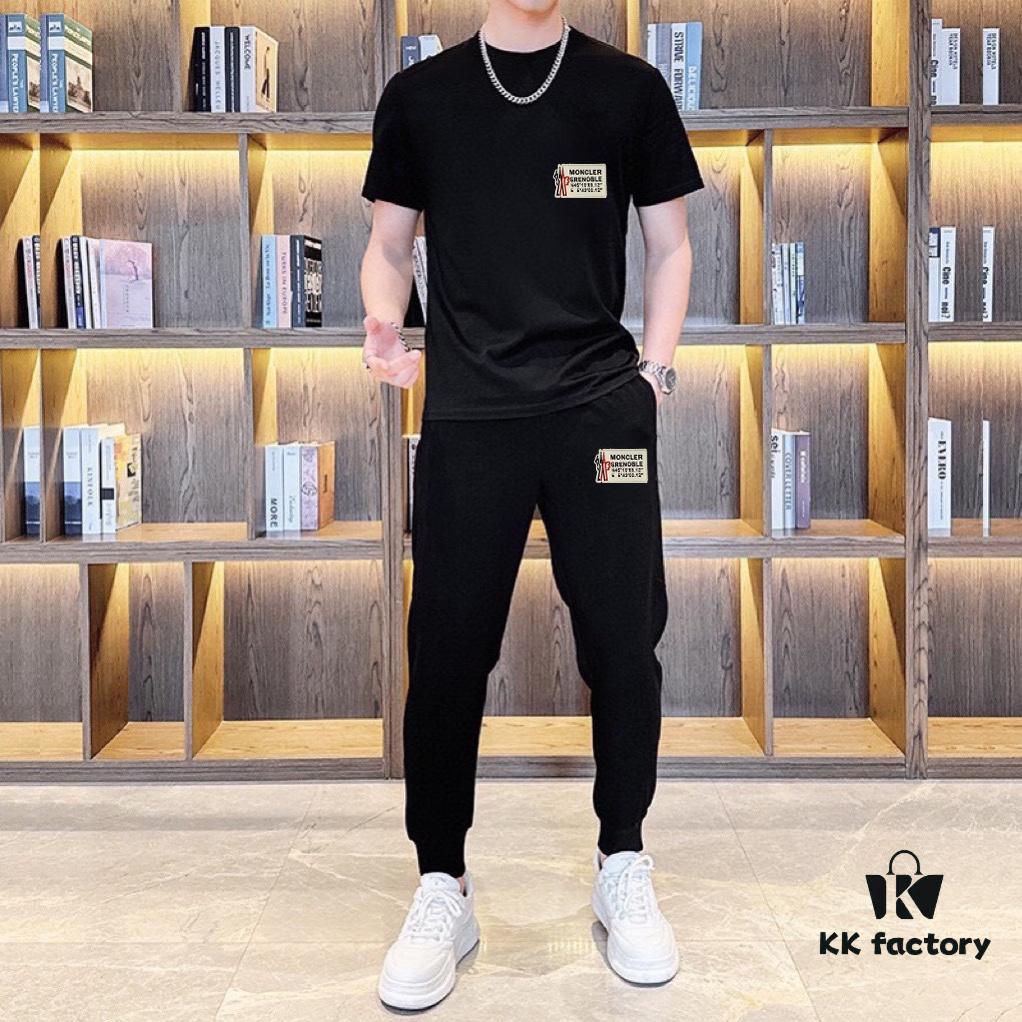 MONCLER 2025 Official Website Men's Summer High-Quality Double Mercerized Cotton Suit, Imported Premium Fabric, Trendy and Versatile Design