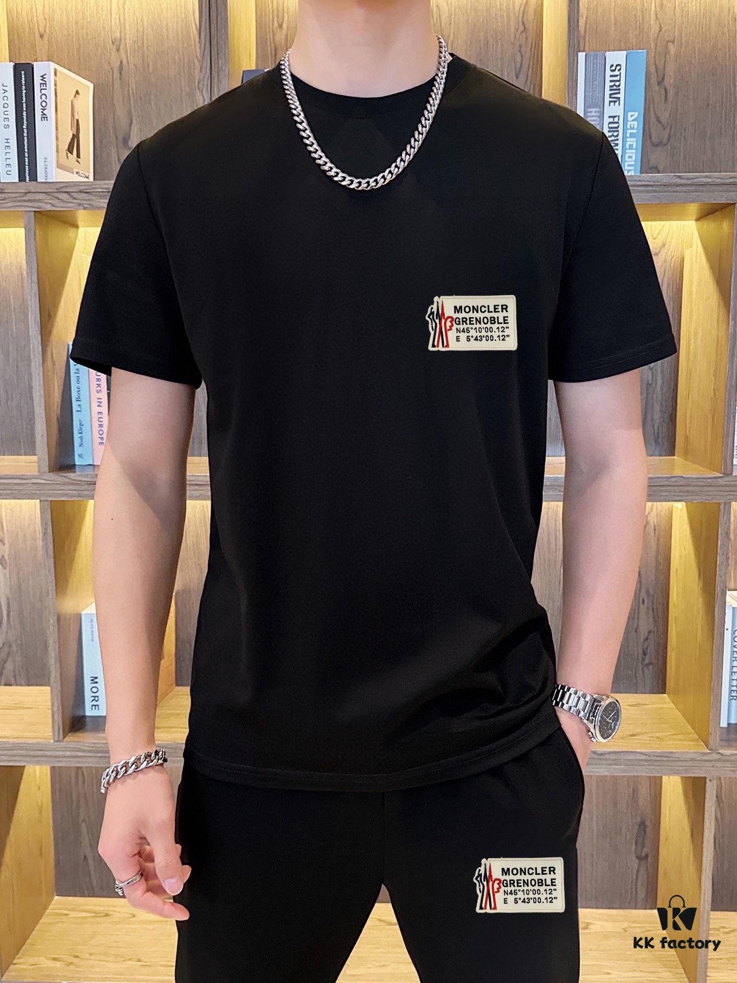 MONCLER 2025 Official Website Men's Summer High-Quality Double Mercerized Cotton Suit, Imported Premium Fabric, Trendy and Versatile Design