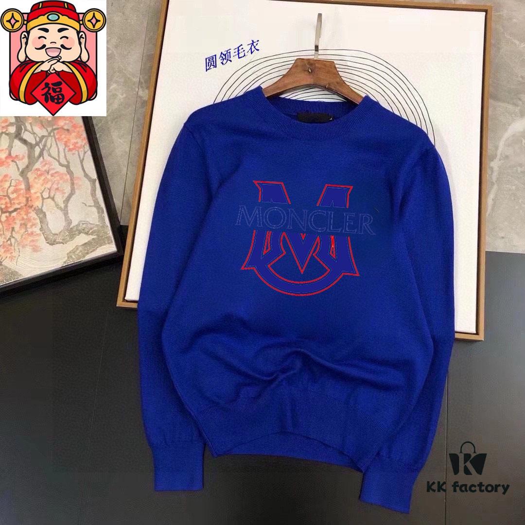 MONCLER Autumn-Winter Classic Crew Neck Wool Sweater, 2025 New Arrival, Slim-Fit Premium Blend Knitwear