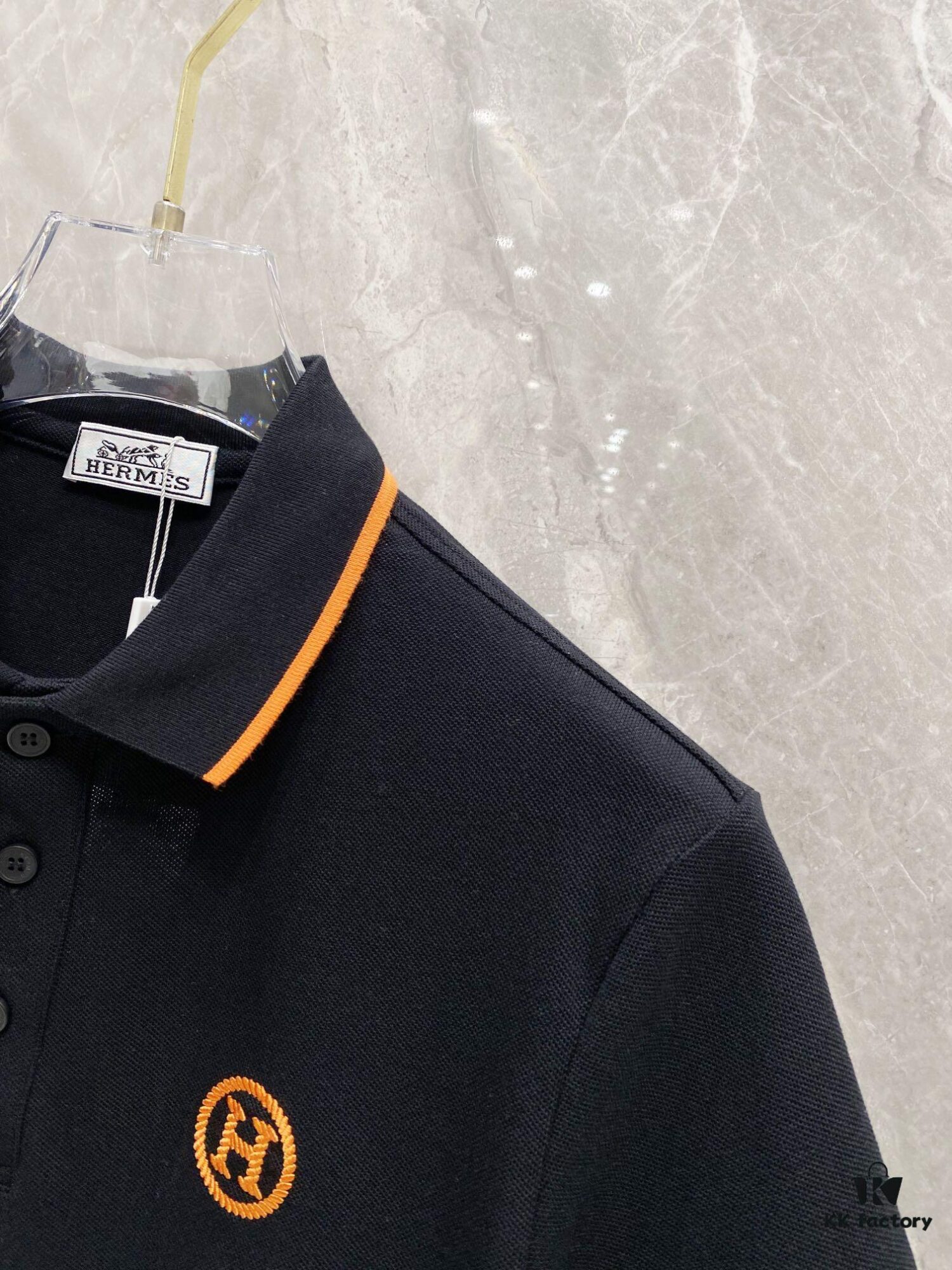 Hermes 25SS Classic H Embroidered Short-Sleeve Polo Shirt