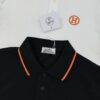 Hermes 2025SS Summer New Color-Block Collar Knit Polo Shirt, 100% Piqué Cotton, Smooth 16-Gauge Knitted Short-Sleeve, Ultra-Soft and Delicate Handfeel, Elegant and Low-Key Luxury