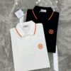 Hermes 2025SS Summer New Color-Block Collar Knit Polo Shirt, 100% Piqué Cotton, Smooth 16-Gauge Knitted Short-Sleeve, Ultra-Soft and Delicate Handfeel, Elegant and Low-Key Luxury