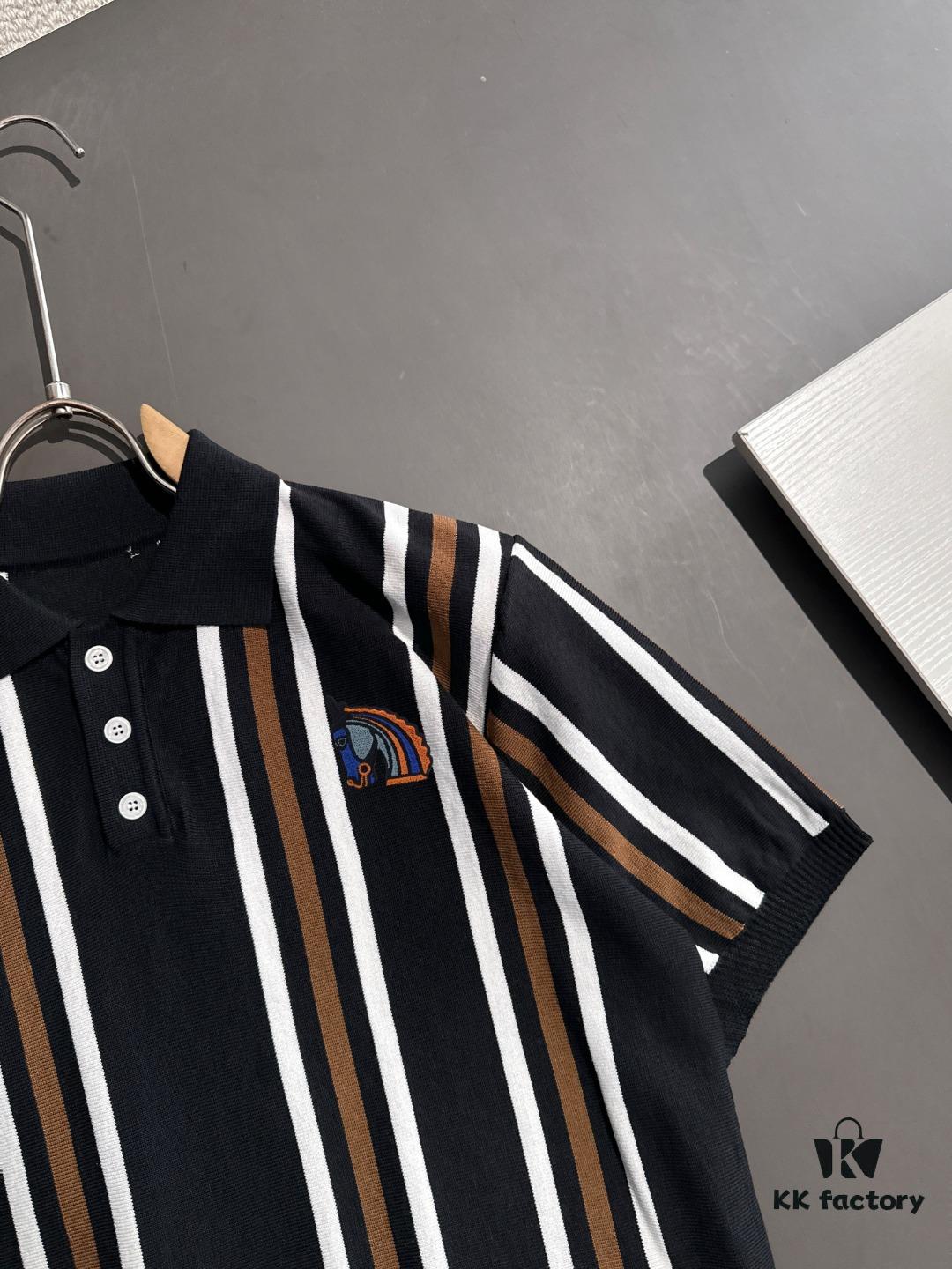 High-Quality Hermès 2025 Spring/Summer New Men's Notched Collar Short-Sleeve T-Shirt