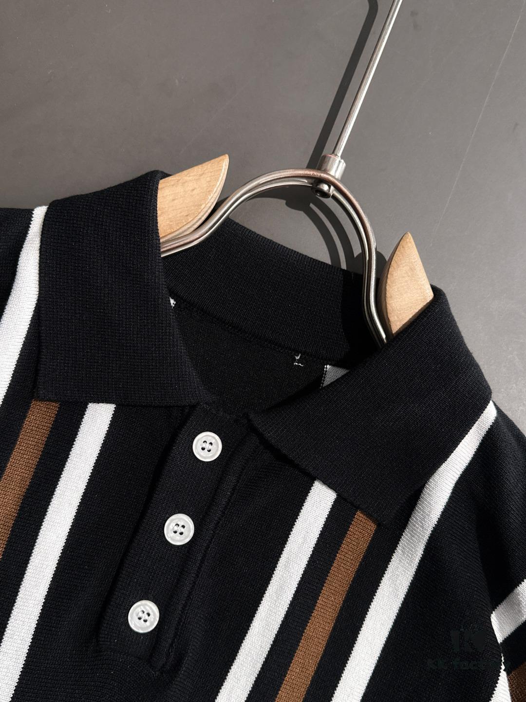 High-Quality Hermès 2025 Spring/Summer New Men's Notched Collar Short-Sleeve T-Shirt