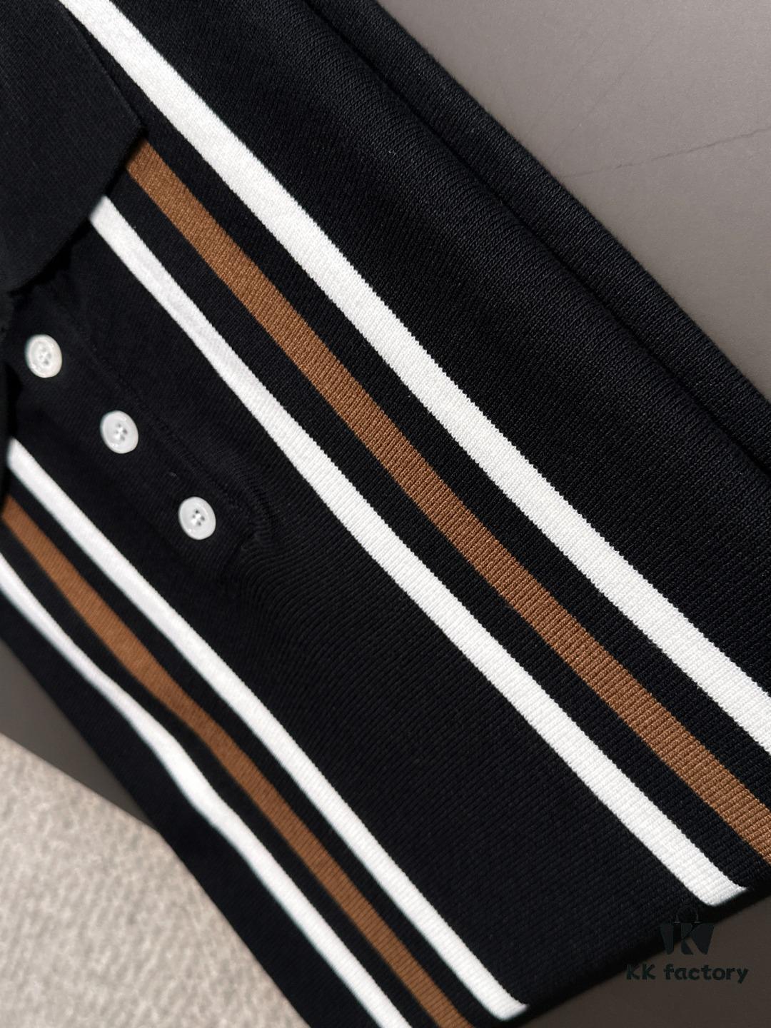 High-Quality Hermès 2025 Spring/Summer New Men's Notched Collar Short-Sleeve T-Shirt