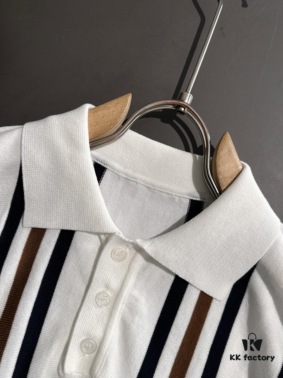 High-Quality Hermès 2025 Spring/Summer New Men's Notched Collar Short-Sleeve T-Shirt