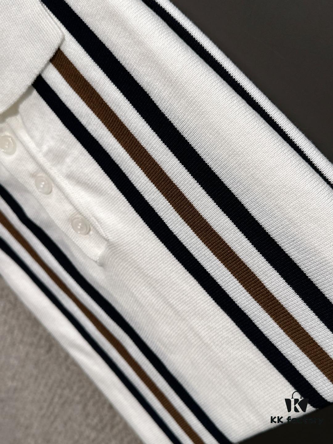 High-Quality Hermès 2025 Spring/Summer New Men's Notched Collar Short-Sleeve T-Shirt