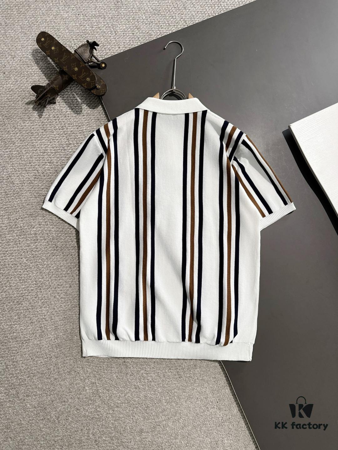High-Quality Hermès 2025 Spring/Summer New Men's Notched Collar Short-Sleeve T-Shirt
