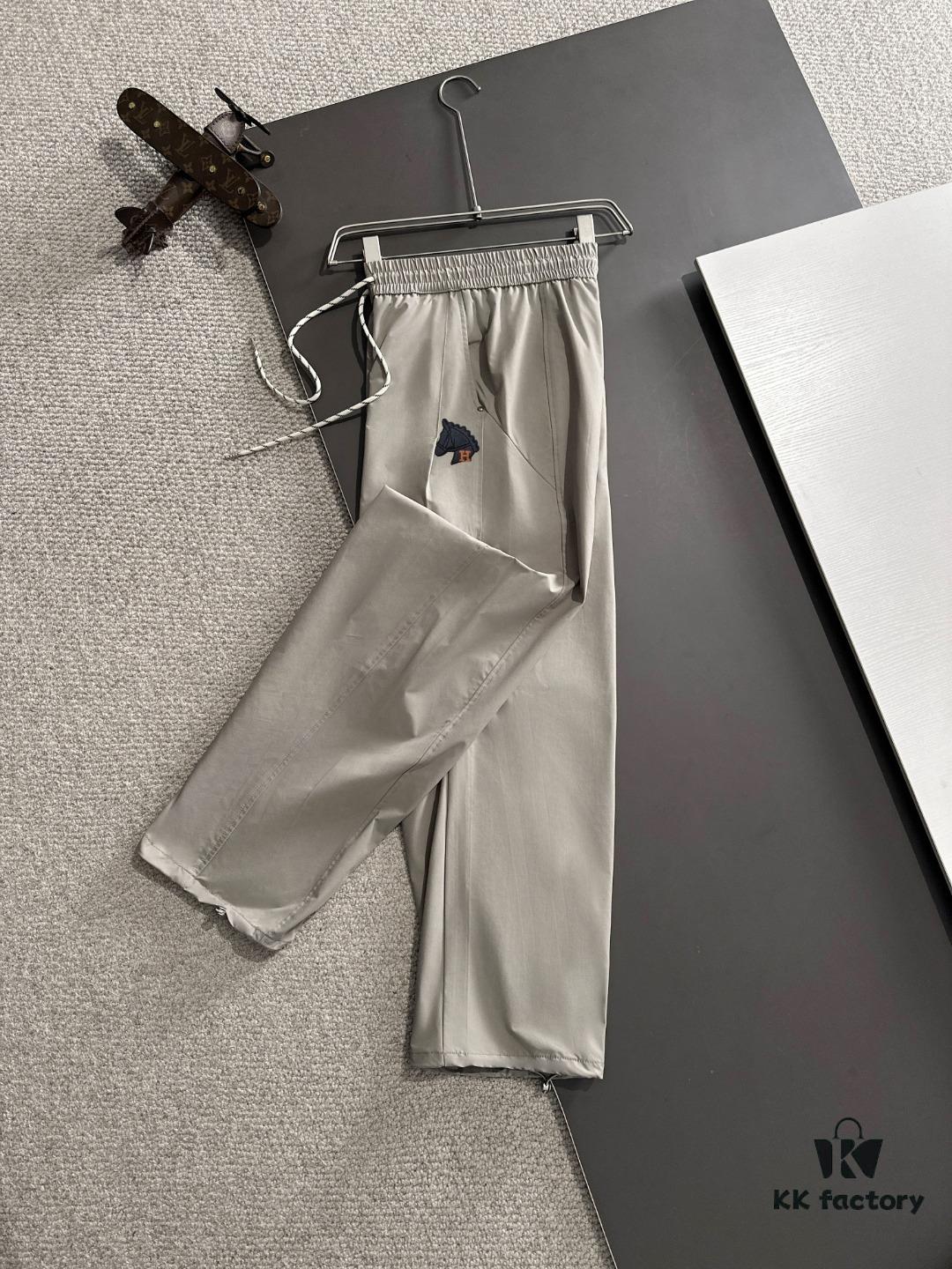 Hermes 2025 Spring and Summer New Elastic Waist Casual Pants, Lightweight Custom Counter Fabric, Breathable and Comfortable, Exquisite Details, Brand Design Concept, High Quality, Soft and Smooth Touch