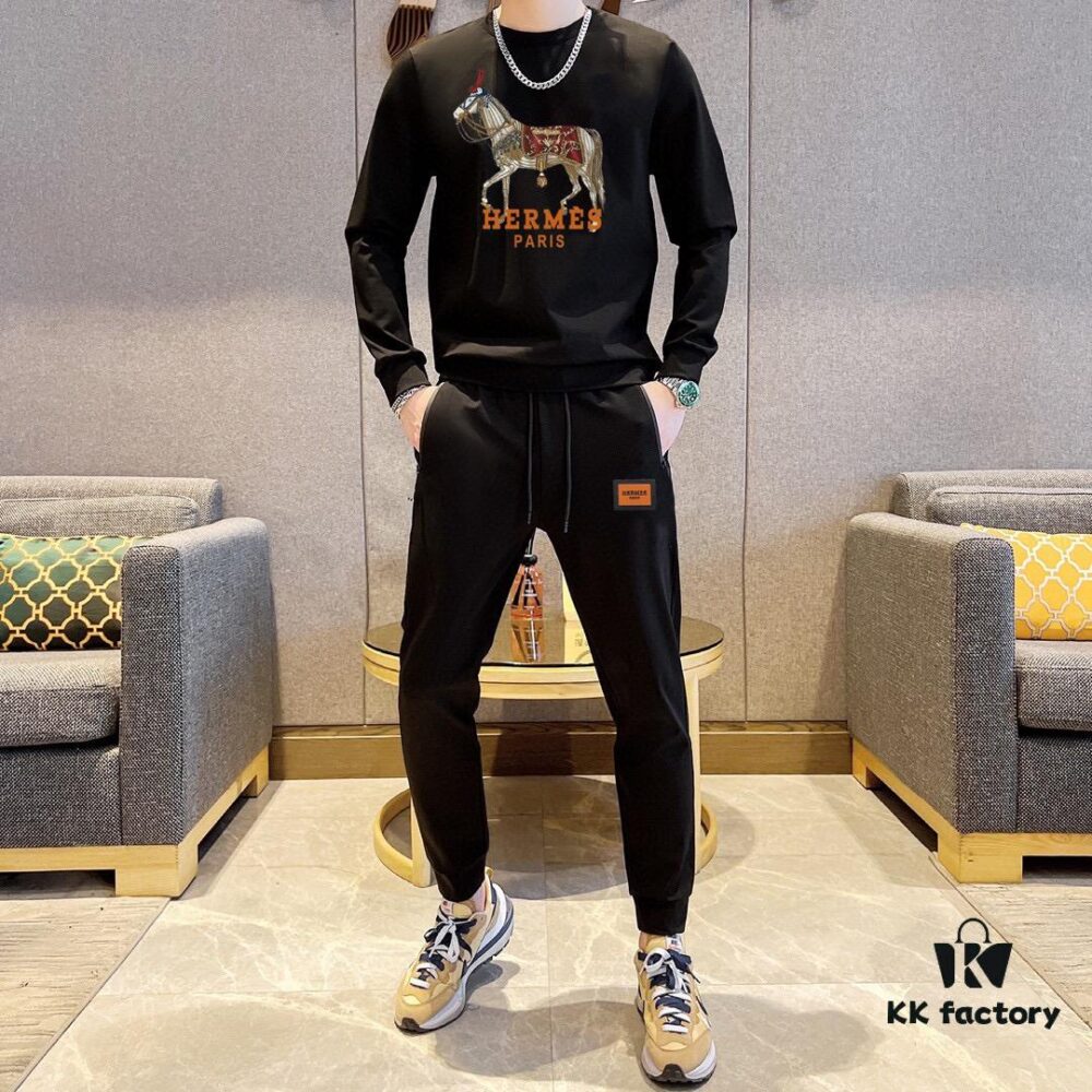 Hermes Hoodie Set 2025 New Arrival Premium Cotton Unisex Sweatshirt Set Natural High-Quality Roman Cotton Comfort Fit Elegant Design