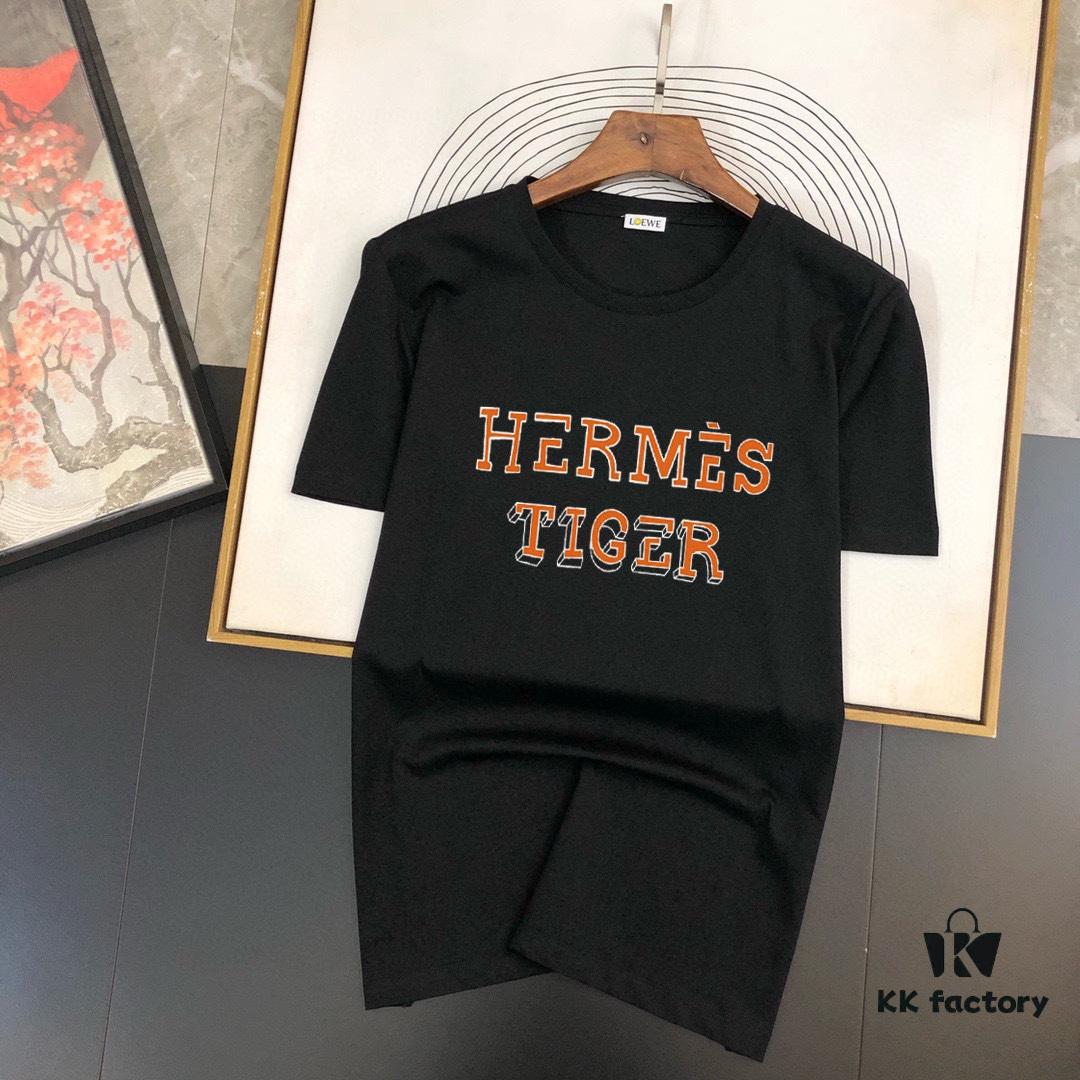 HERMES Men's Casual Short-Sleeve T-Shirt, Premium Logo Design, Imported Silk-Cotton Fabric, Slim Fit Style, Spring/Summer 2025 New Arrival