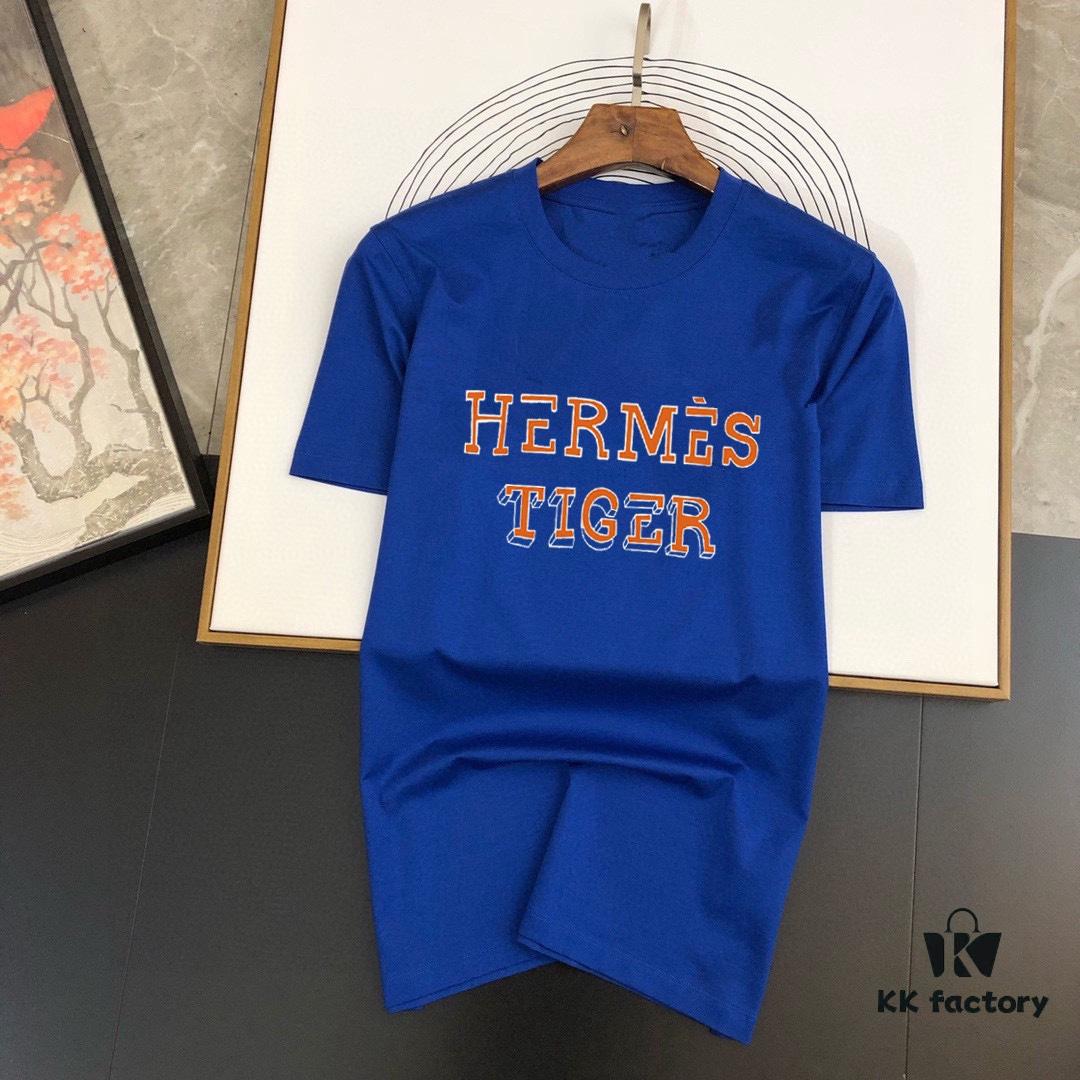 HERMES Men's Casual Short-Sleeve T-Shirt, Premium Logo Design, Imported Silk-Cotton Fabric, Slim Fit Style, Spring/Summer 2025 New Arrival