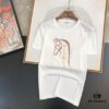 HERMES Men's Casual Short-Sleeve T-Shirt, 2025 Spring/Summer New Arrival, Premium Logo Embroidery, High-End Imported Silk-Cotton Fabric, Stylish and Versatile Design