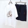 HERMES Men's Short-Sleeve T-Shirt and Shorts Set, 2025 New Arrival, Official Website Synchronized Release, High-End Version Available, Exquisitely Soft and Comfortable Fabric, Three-Dimensional Tailoring for Superior Fit