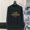 Hermes Men's Autumn-Winter Classic Round-Neck Wool Pullover Sweater, 2025 New Arrival, Slim-Fit Premium Blend Wool Knitwear with Contrasting Logo, Timeless Elegance and Versatility