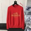 Hermes Men's Autumn-Winter Classic Round-Neck Wool Pullover Sweater, 2025 New Arrival, Slim-Fit Premium Blend Wool Knitwear with Contrasting Logo, Timeless Elegance and Versatility