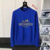 Hermes Men's Autumn-Winter Classic Round-Neck Wool Pullover Sweater, 2025 New Arrival, Slim-Fit Premium Blend Wool Knitwear with Contrasting Logo, Timeless Elegance and Versatility