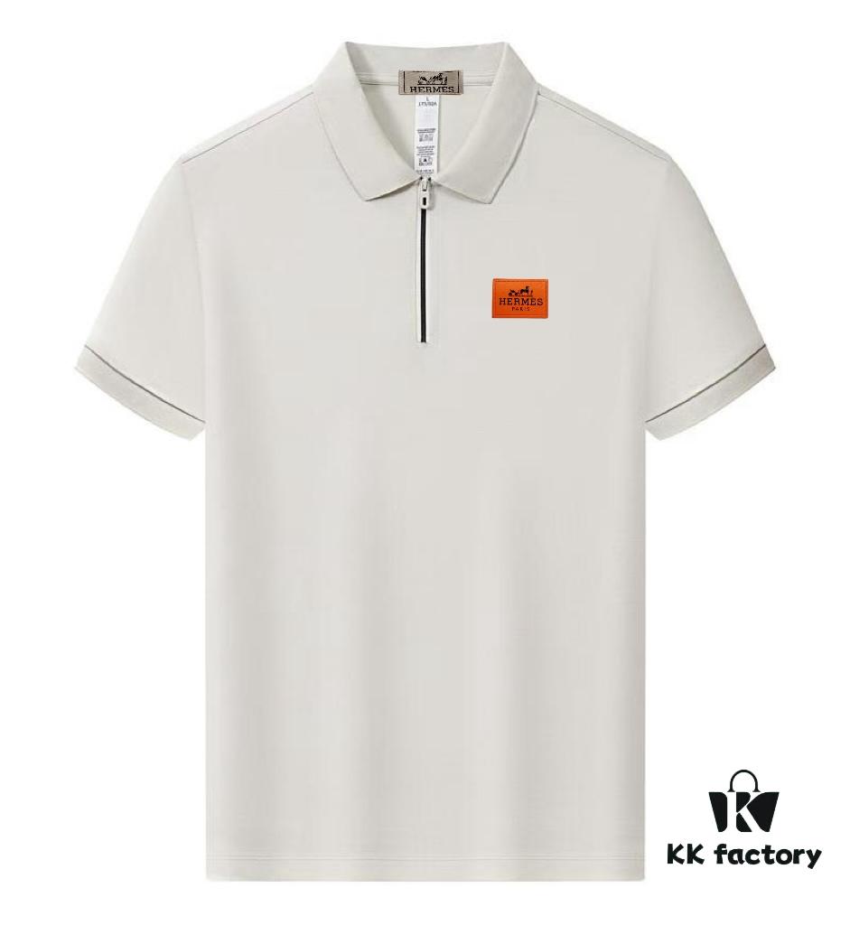 Hermes Summer New Arrival T-Shirt Collar Short-Sleeve Polo Shirt, Counter Custom Fabric, Highly Breathable and Comfortable