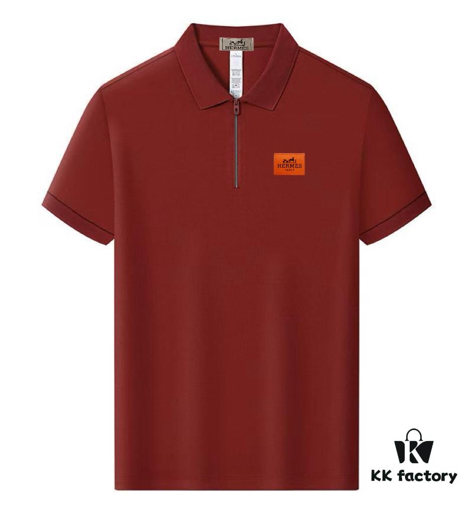 Hermes Summer New Arrival T-Shirt Collar Short-Sleeve Polo Shirt, Counter Custom Fabric, Highly Breathable and Comfortable