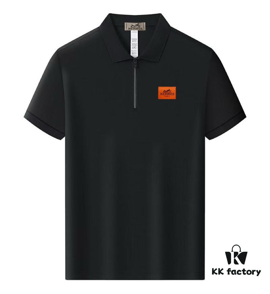 Hermes Summer New Arrival T-Shirt Collar Short-Sleeve Polo Shirt, Counter Custom Fabric, Highly Breathable and Comfortable