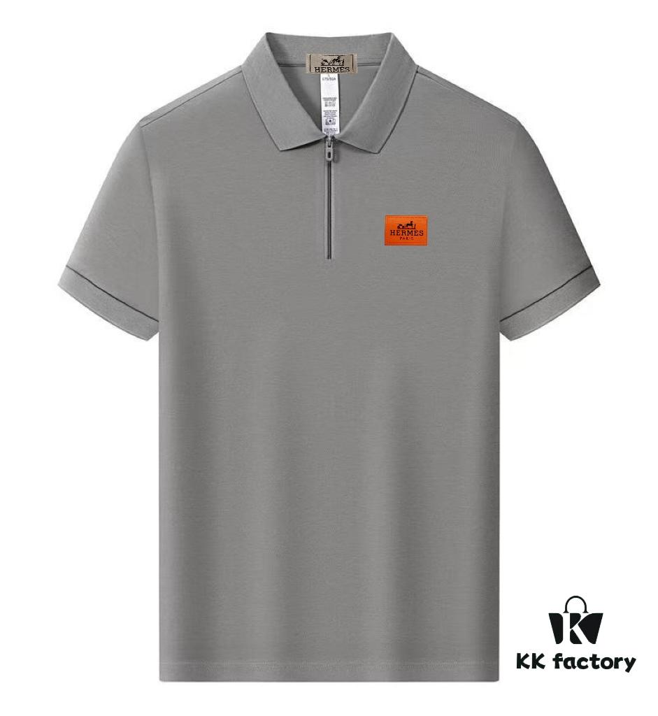 Hermes Summer New Arrival T-Shirt Collar Short-Sleeve Polo Shirt, Counter Custom Fabric, Highly Breathable and Comfortable