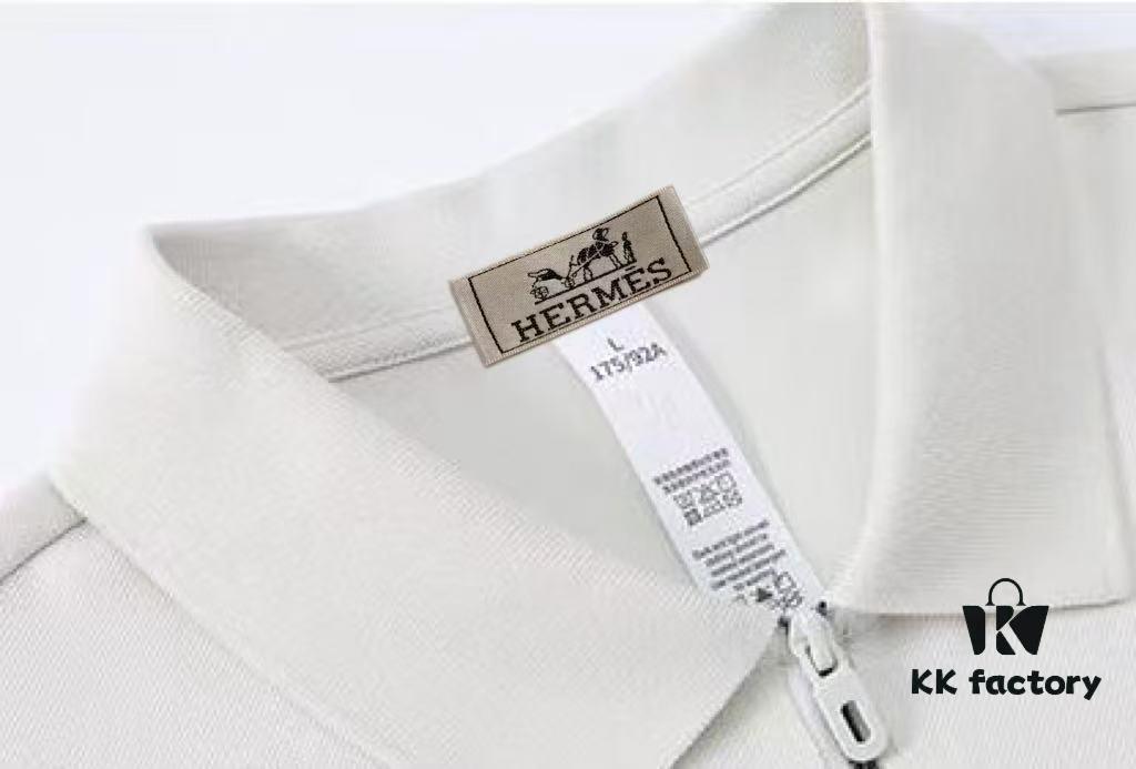 Hermes [Strong] Summer New Arrival T-Shirt Collar Short-Sleeve Polo Shirt, Counter Custom Fabric with High Breathability and Comfort, Material: 71.6% Cotton, 25.3% Polyester Fiber, 3.1% Spandex