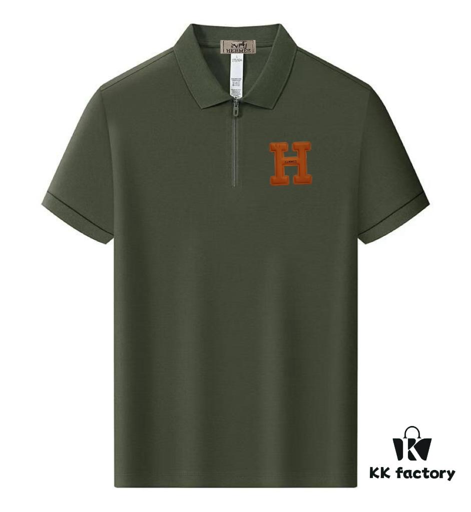 Hermes Summer New Arrival Polo Shirt Men's and Women's Short Sleeve Turn-down Collar T-Shirt, Counter Custom Fabric, Highly Breathable and Comfortable, Material: 71.6% Cotton, 25.3% Polyester, 3.1% Spandex