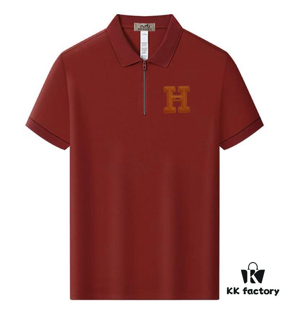 Hermes Summer New Arrival Polo Shirt Men's and Women's Short Sleeve Turn-down Collar T-Shirt, Counter Custom Fabric, Highly Breathable and Comfortable, Material: 71.6% Cotton, 25.3% Polyester, 3.1% Spandex