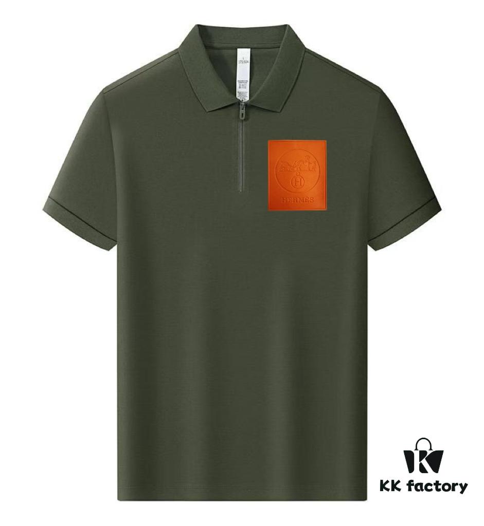 Hermes Summer New Arrival Polo Shirt with Turn-down Collar, Short Sleeve Unisex T-shirt, Premium Custom Fabric from Boutique, Highly Breathable and Comfortable, Material: 71.6% Cotton, 25.3% Polyester, 3.1% Spandex
