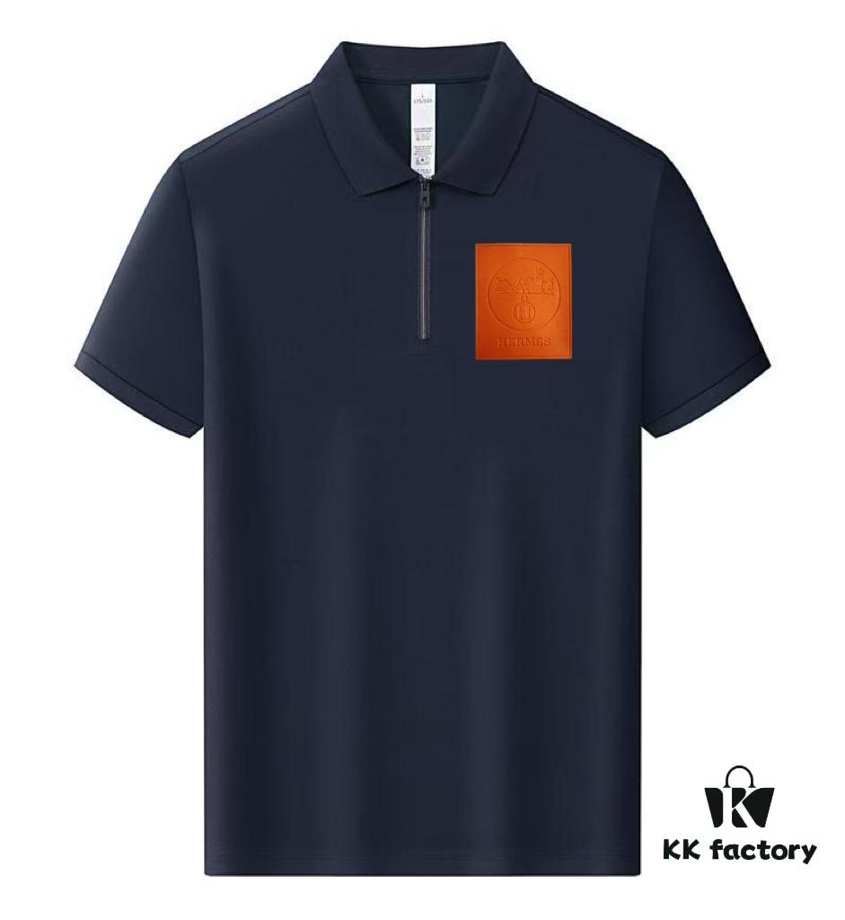Hermes Summer New Arrival Polo Shirt with Turn-down Collar, Short Sleeve Unisex T-shirt, Premium Custom Fabric from Boutique, Highly Breathable and Comfortable, Material: 71.6% Cotton, 25.3% Polyester, 3.1% Spandex