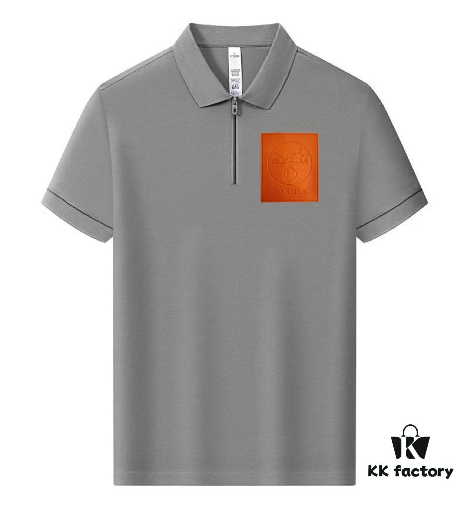 Hermes Summer New Arrival Polo Shirt with Turn-down Collar, Short Sleeve Unisex T-shirt, Premium Custom Fabric from Boutique, Highly Breathable and Comfortable, Material: 71.6% Cotton, 25.3% Polyester, 3.1% Spandex