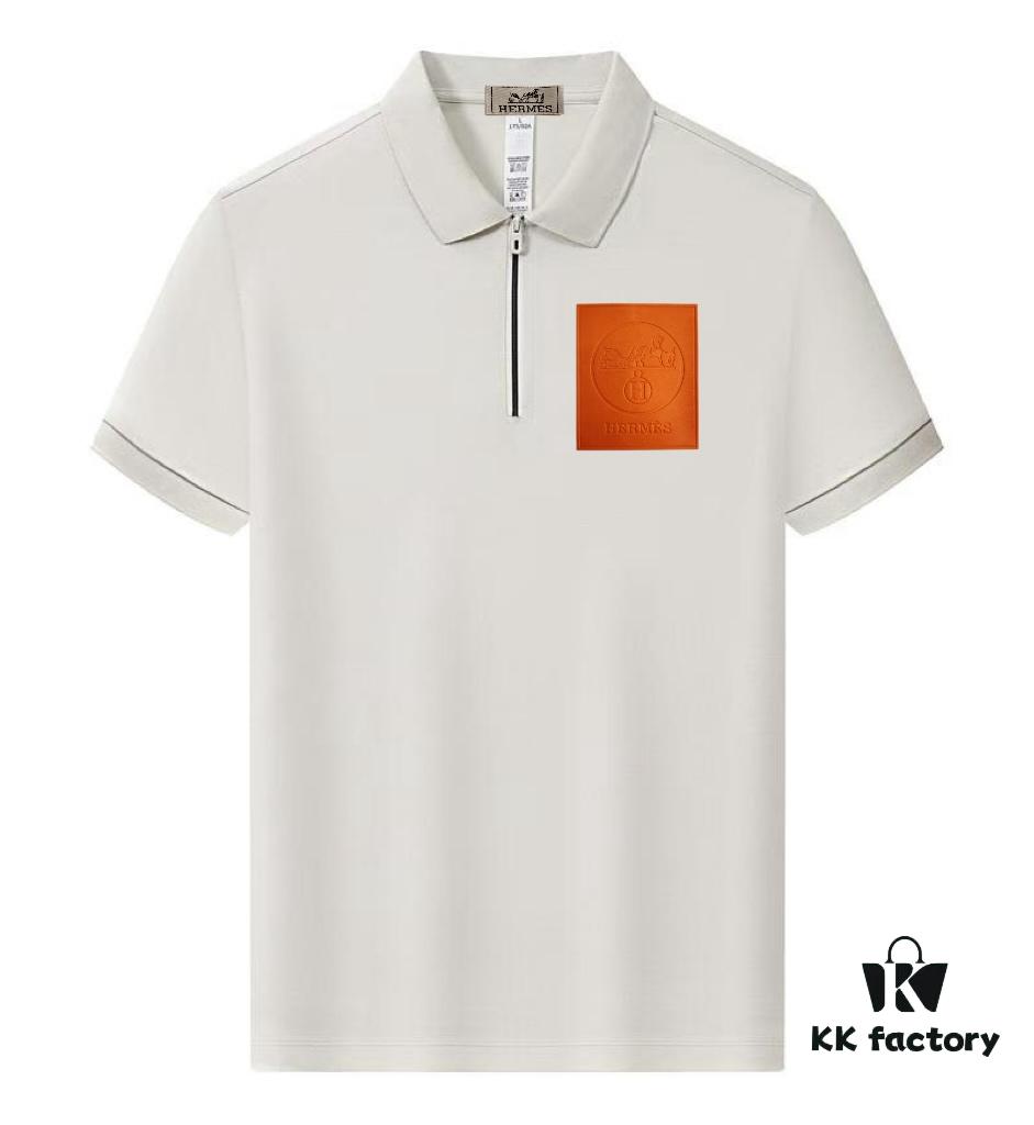 Hermes Summer New Arrival Polo Shirt with Turn-down Collar, Short Sleeve Unisex T-shirt, Premium Custom Fabric from Boutique, Highly Breathable and Comfortable, Material: 71.6% Cotton, 25.3% Polyester, 3.1% Spandex