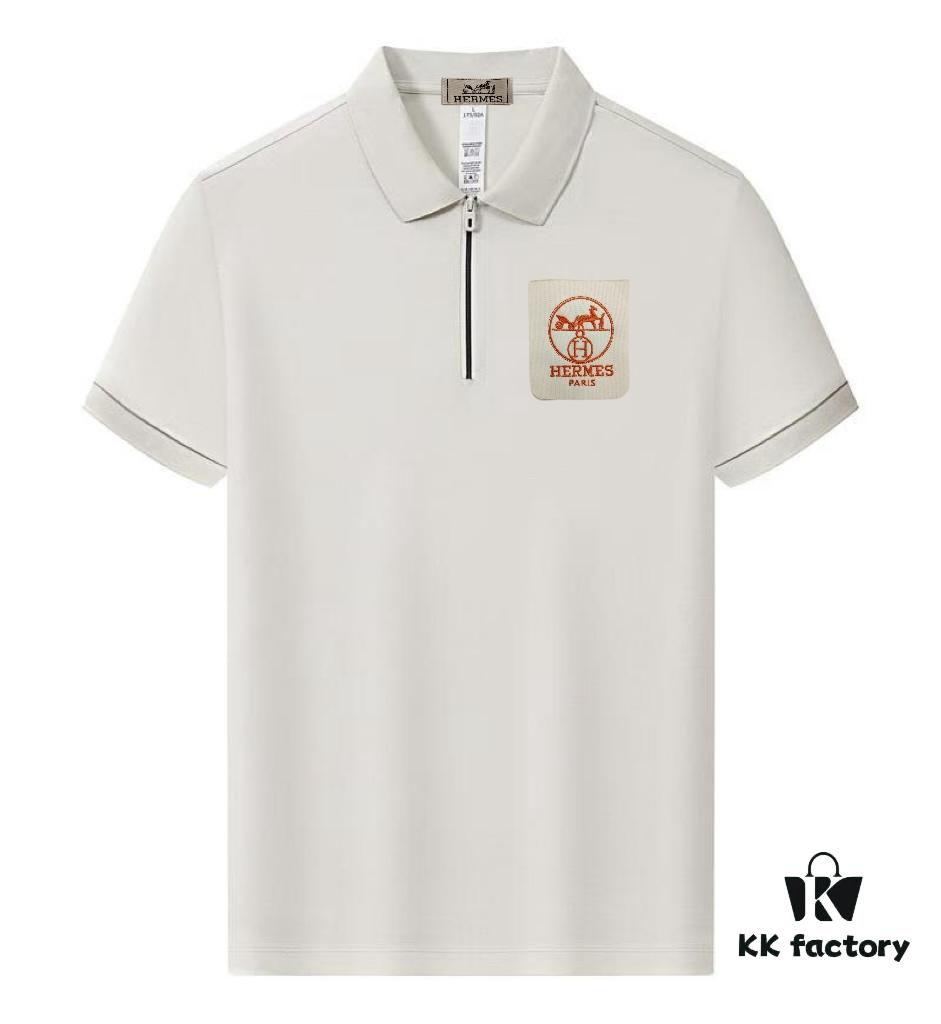 Hermes Summer New Arrival Polo Shirt Men's and Women's Unisex Short Sleeve Turn-down Collar T-Shirt, Counter Custom Fabric, Highly Breathable and Comfortable, Material: 71.6% Cotton, 25.3% Polyester, 3.1% Spandex
