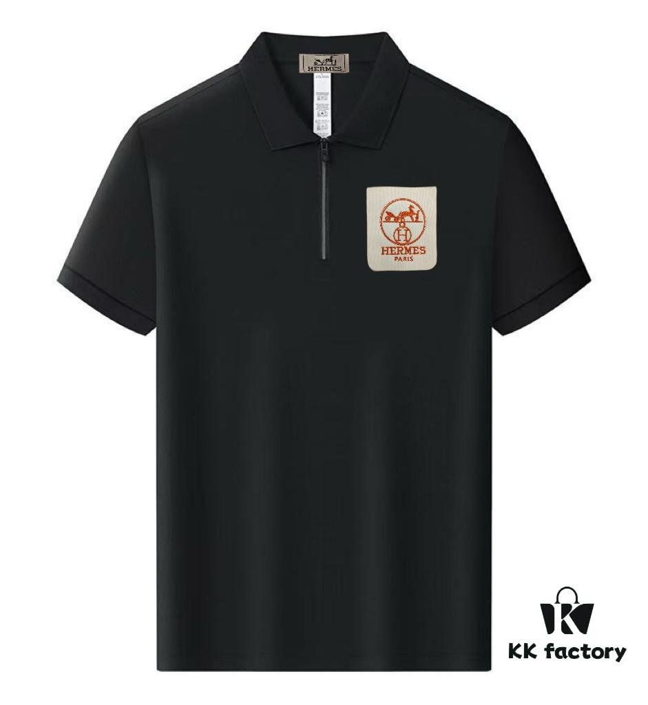 Hermes Summer New Arrival Polo Shirt Men's and Women's Unisex Short Sleeve Turn-down Collar T-Shirt, Counter Custom Fabric, Highly Breathable and Comfortable, Material: 71.6% Cotton, 25.3% Polyester, 3.1% Spandex