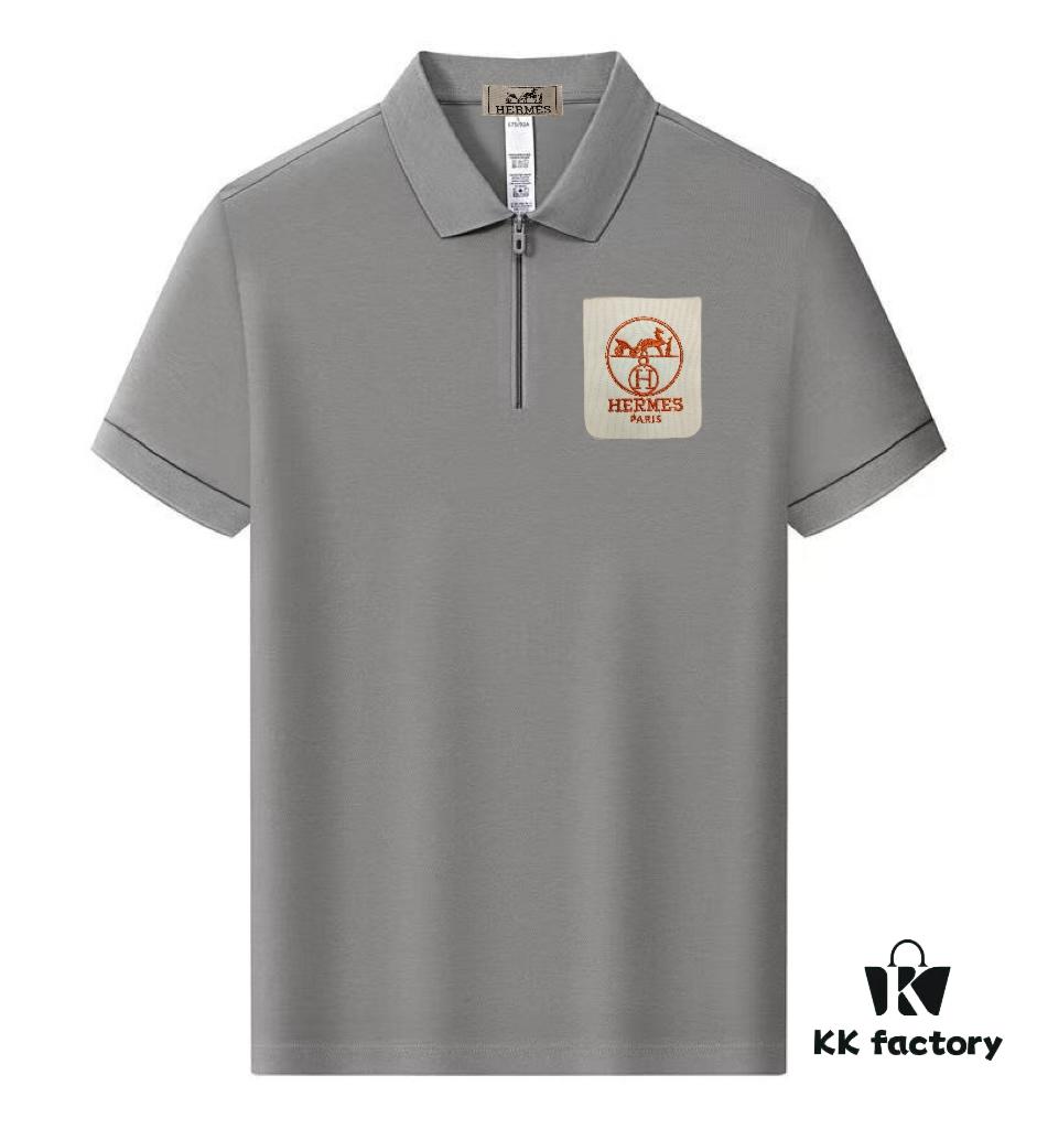Hermes Summer New Arrival Polo Shirt Men's and Women's Unisex Short Sleeve Turn-down Collar T-Shirt, Counter Custom Fabric, Highly Breathable and Comfortable, Material: 71.6% Cotton, 25.3% Polyester, 3.1% Spandex