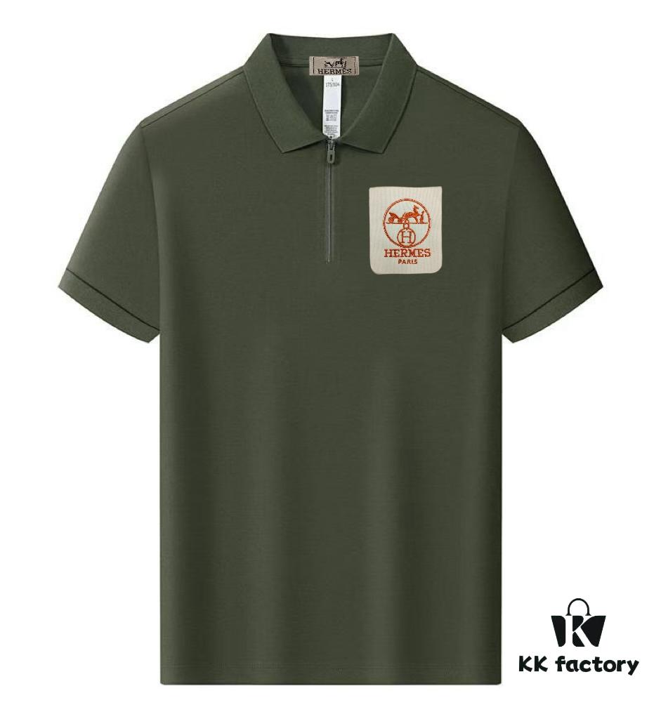 Hermes Summer New Arrival Polo Shirt Men's and Women's Unisex Short Sleeve Turn-down Collar T-Shirt, Counter Custom Fabric, Highly Breathable and Comfortable, Material: 71.6% Cotton, 25.3% Polyester, 3.1% Spandex