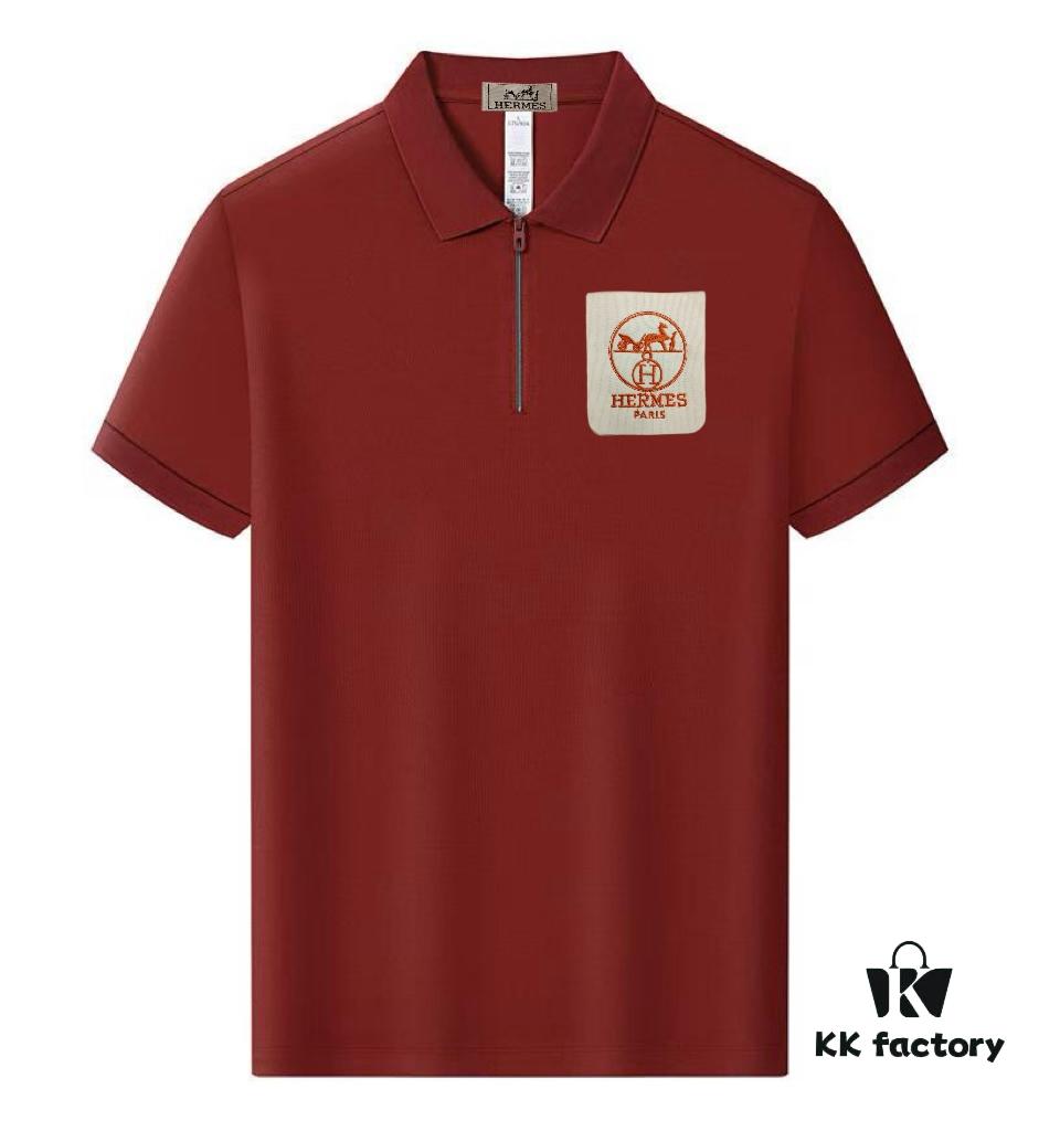 Hermes Summer New Arrival Polo Shirt Men's and Women's Unisex Short Sleeve Turn-down Collar T-Shirt, Counter Custom Fabric, Highly Breathable and Comfortable, Material: 71.6% Cotton, 25.3% Polyester, 3.1% Spandex