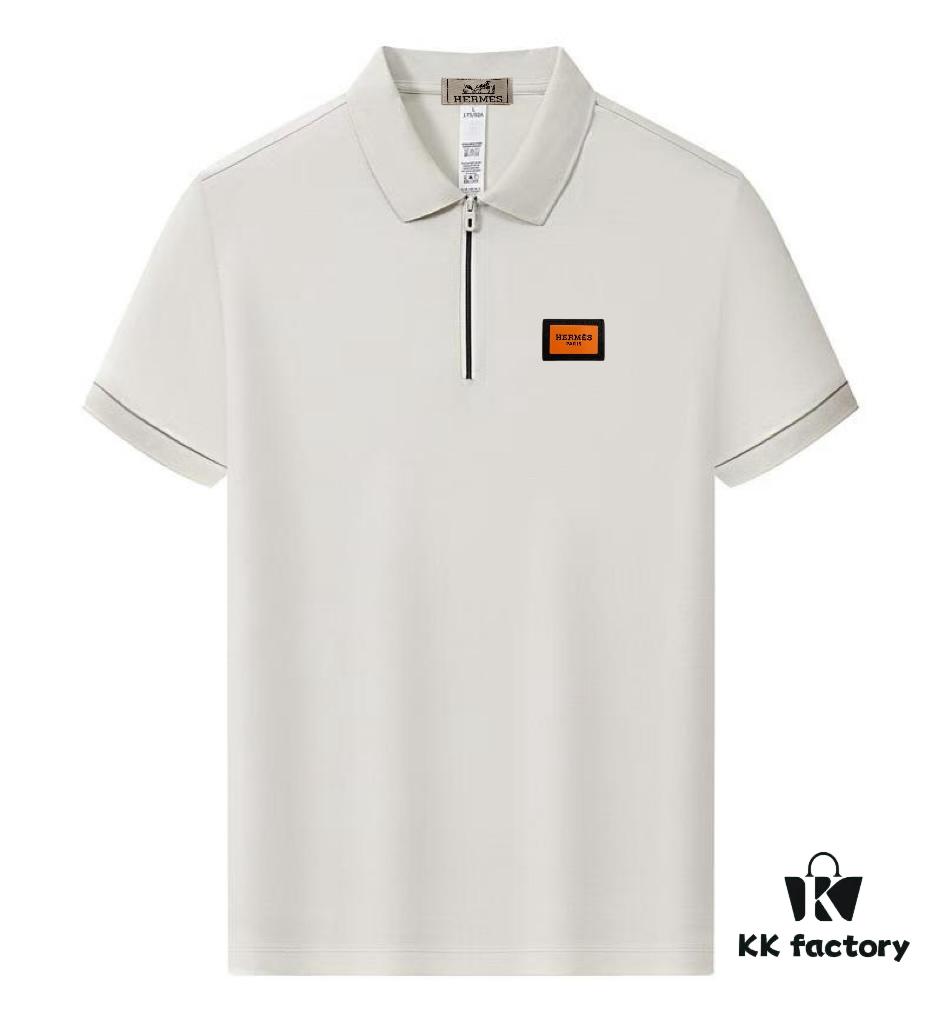 Hermes [Strong] Summer New Arrival T-Shirt Collar Short-Sleeve Polo Shirt, Counter Custom Fabric with High Breathability and Comfort, Material: 71.6% Cotton, 25.3% Polyester Fiber, 3.1% Spandex