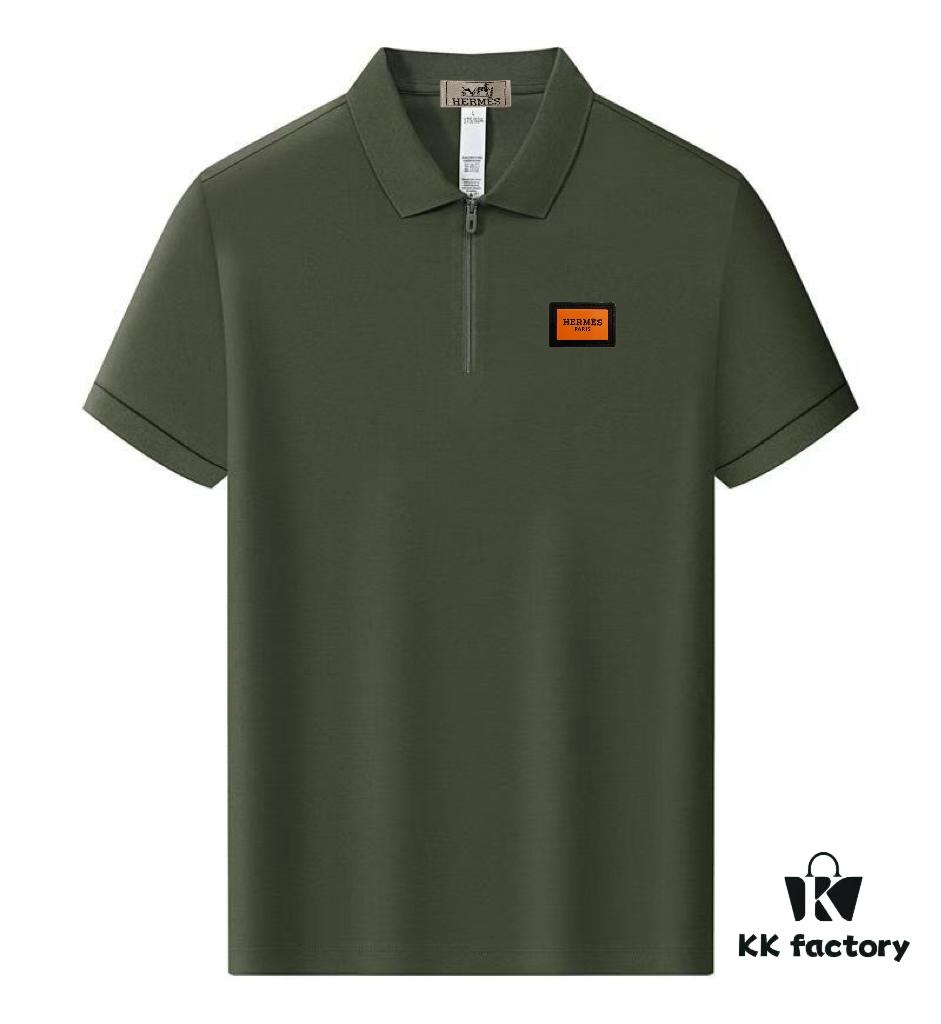 Hermes [Strong] Summer New Arrival T-Shirt Collar Short-Sleeve Polo Shirt, Counter Custom Fabric with High Breathability and Comfort, Material: 71.6% Cotton, 25.3% Polyester Fiber, 3.1% Spandex