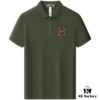 Hermès Summer New Arrival Polo Shirt with Collar, Short Sleeve, Premium Custom Fabric, Breathable and Comfortable, 71.6% Cotton, 25.3% Polyester, 3.1% Elastane