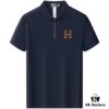 Hermès Summer New Arrival Polo Shirt with Collar, Short Sleeve, Premium Custom Fabric, Breathable and Comfortable, 71.6% Cotton, 25.3% Polyester, 3.1% Elastane