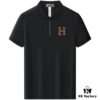 Hermès Summer New Arrival Polo Shirt with Collar, Short Sleeve, Premium Custom Fabric, Breathable and Comfortable, 71.6% Cotton, 25.3% Polyester, 3.1% Elastane