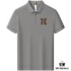 Hermès Summer New Arrival Polo Shirt with Collar, Short Sleeve, Premium Custom Fabric, Breathable and Comfortable, 71.6% Cotton, 25.3% Polyester, 3.1% Elastane